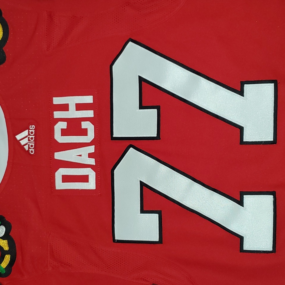 Chicago Blackhawks Kirby Dach Home Red Adidas Authentic Jersey Size 50 - Picture 4 of 8